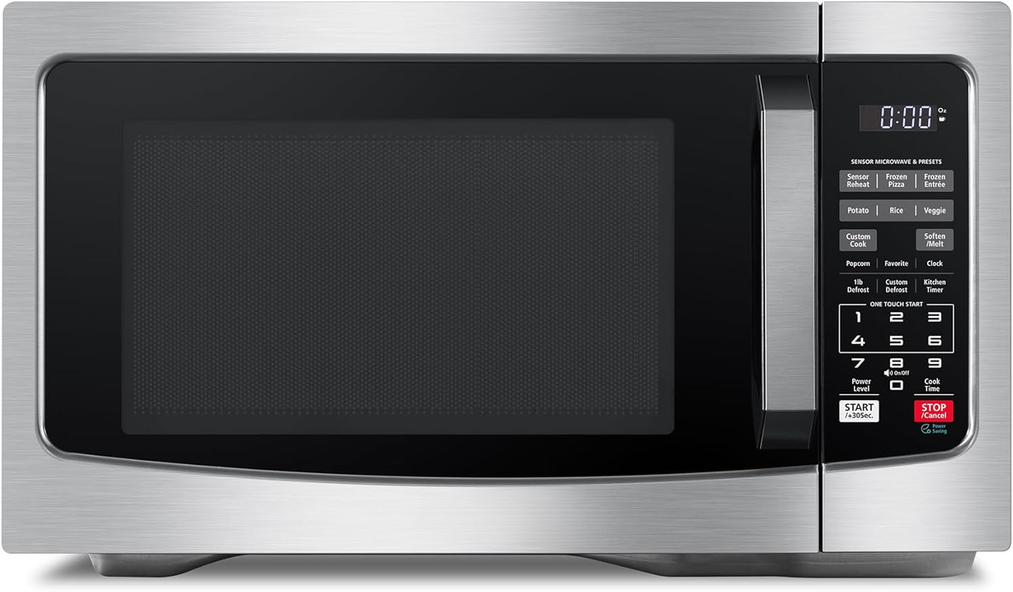 Air Fryer Combo 8-in-1 Countertop Microwave Oven, with Convection, Broil, Odor Removal Mode, 12.4" Position Memory Turntable, Child-Lock, 1.0 Cu.ft, Black Stainless Steel