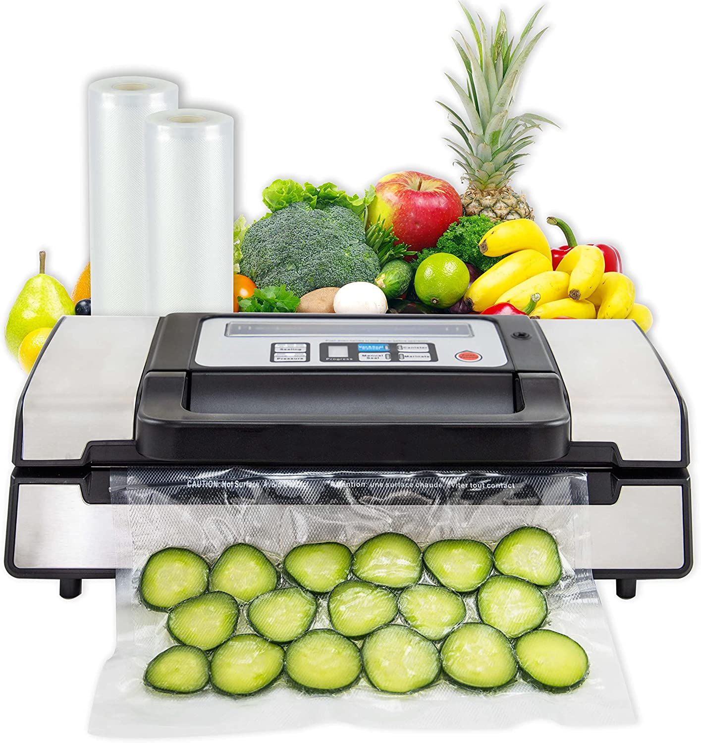 Deluxe Food VS-12 Vacuum Sealer, 130 Watts, Kit Bags & Viewing Lid