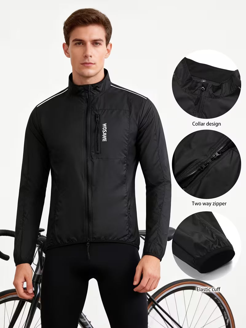 Men’s Windproof & Breathable Cycling Jacket | Lightweight Outdoor Sports Running & MTB Windbreaker