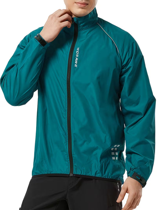 Men’s Casual Outdoor Cycling Jacket & Running Windbreaker | Lightweight Green Trench-Style Sports Coat