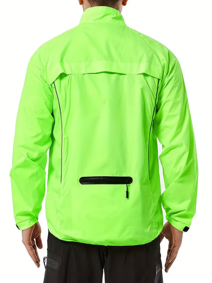 Men’s Casual Outdoor Cycling Jacket & Running Windbreaker | Lightweight Green Trench-Style Sports Coat