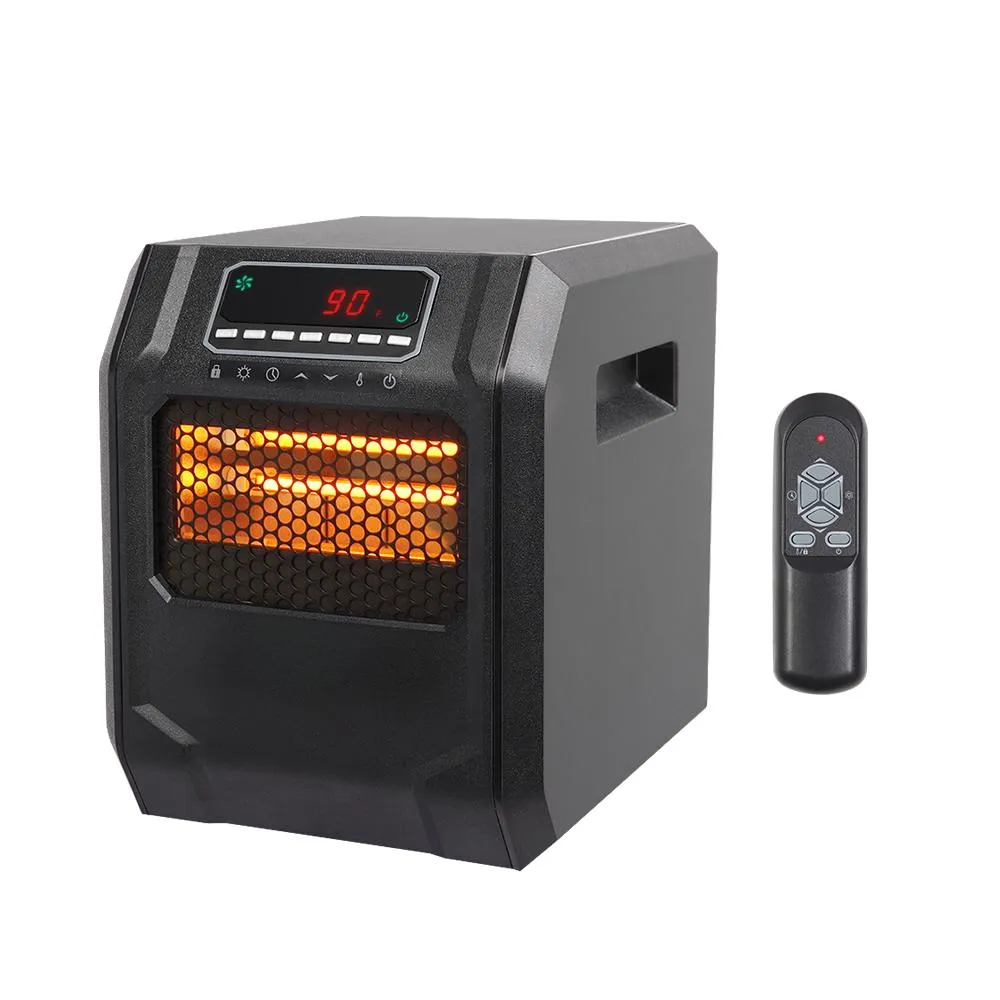 Portable Space Heater, 750W/1500W Small Infrared Heater w/ Remote, LED Display, 3 WorModes, Safe Electric Heater for Home Office Bedroom with Overheat Protection, 11.58′′ x 9.72′′ x 12′′,