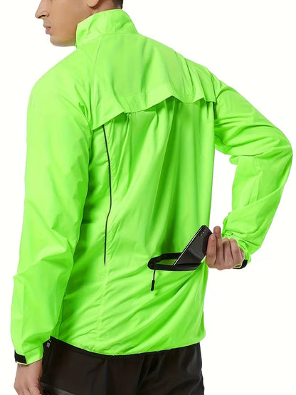 Men’s Casual Outdoor Cycling Jacket & Running Windbreaker | Lightweight Green Trench-Style Sports Coat