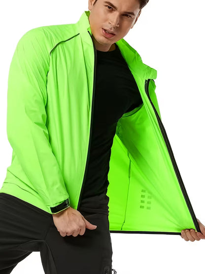 Men’s Casual Outdoor Cycling Jacket & Running Windbreaker | Lightweight Green Trench-Style Sports Coat