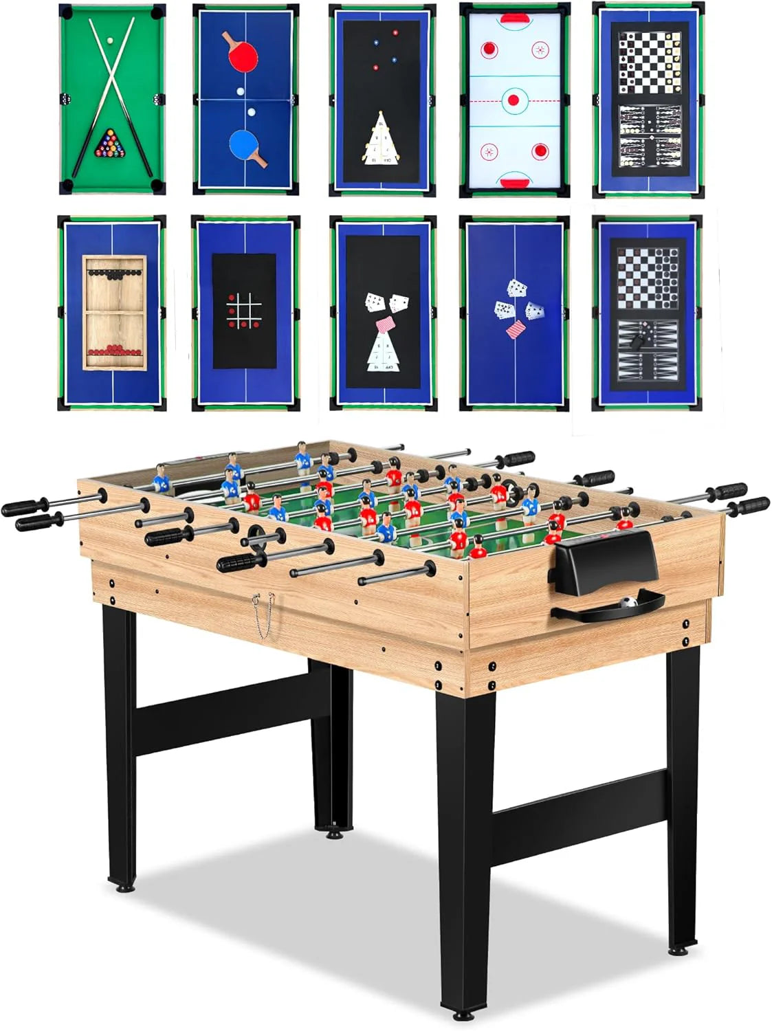 12-in-1 Game Table - 48" Combo Game Table, Ping Pong Table, Foosball Table, Air Hockey Table, Pool Table - Sports Arcade Games with Accessories - Ideal for Game Rooms and Family Game Nights!