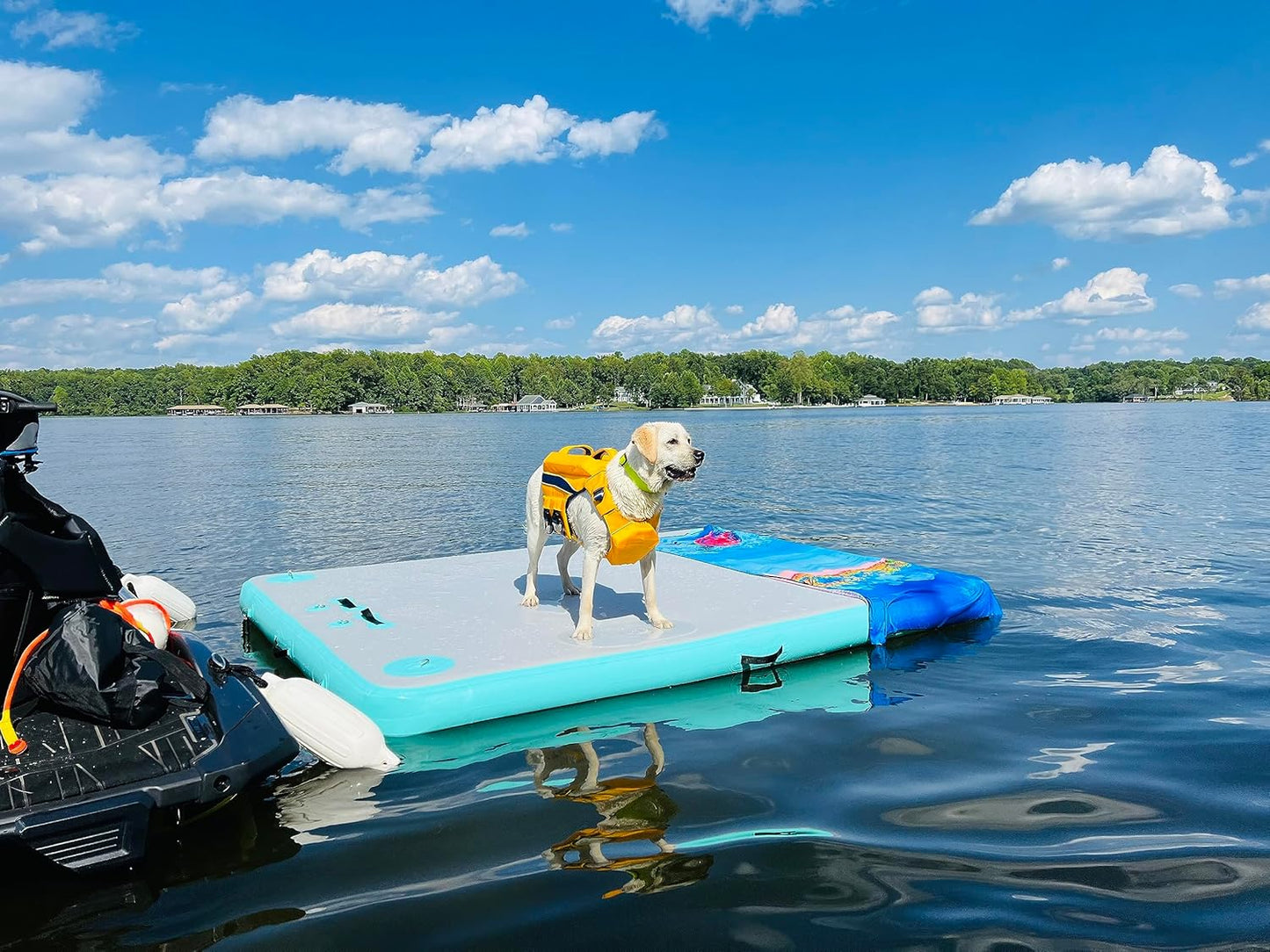 Inflatable Floating Dock Air Dock Platform Floating Island Raft with None-Slip Surface for Pool Beach Ocean