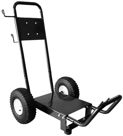 A professional high-pressure cleaning vehicle frame with wheels and handles