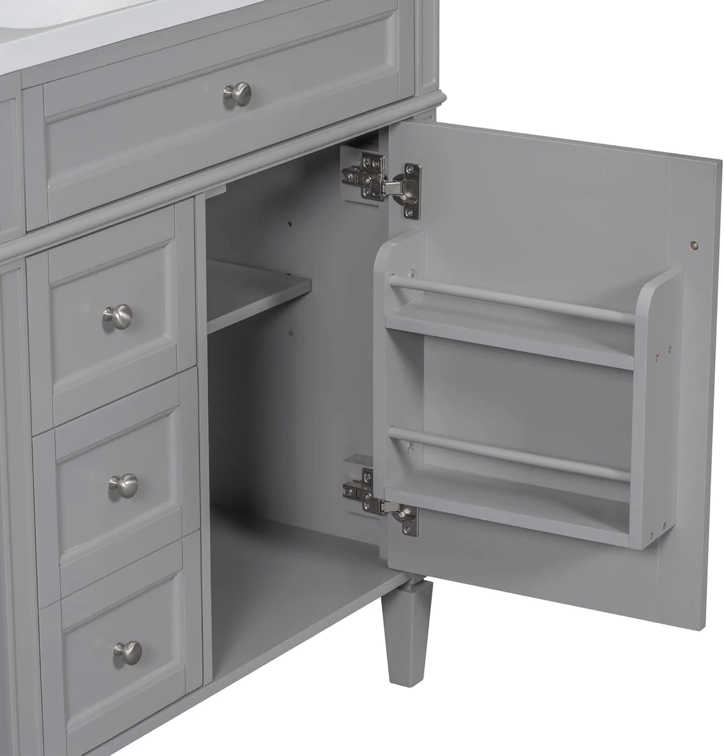 36" Bathroom Vanity with Single Sink Combo, Modern Undermount Bathroom Sink Cabinet with 2 Drawers and a Tip-Out Drawer, Freestanding Bathroom Vanities, Soft Closing, Solid Wood Frame
