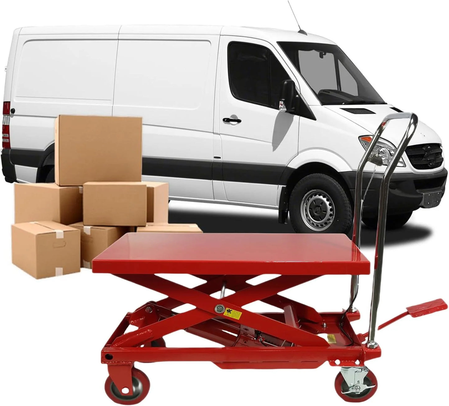 Hydraulic Lift Table Cart – 31" Lift Height, Double Scissor Design with 4 Wheels & Non-Slip Pad for Material Handling