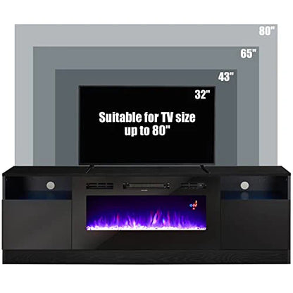 Fireplace TV Stand with 36" Electric Fireplace, LED Light Entertainment Center
