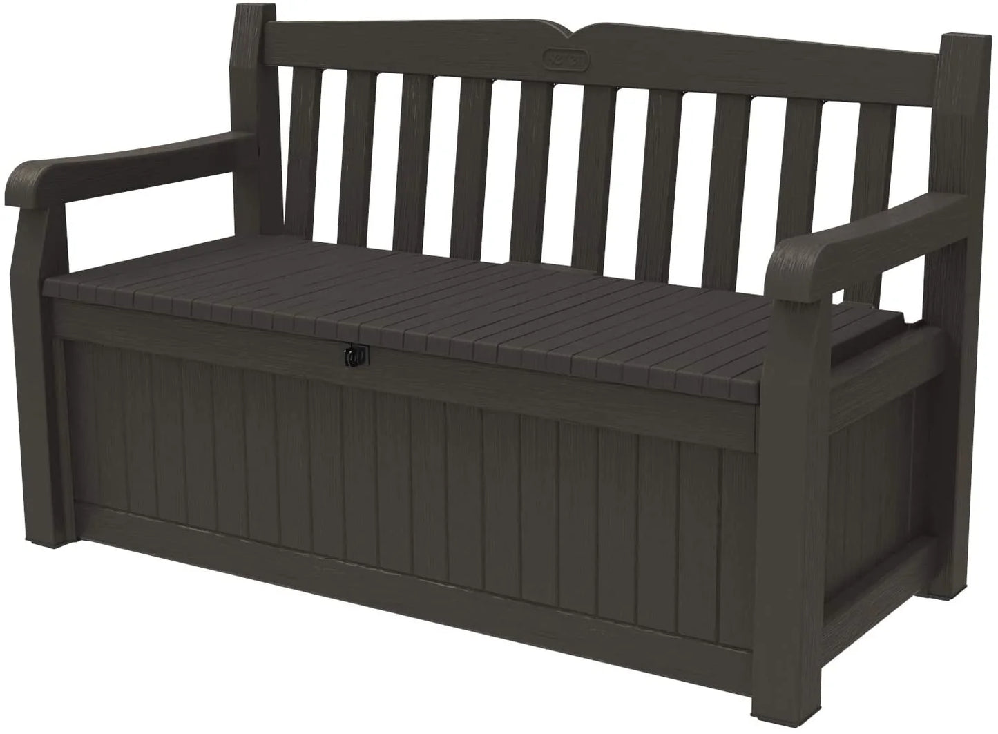 70 Gallon Storage Bench Deck Box for Patio Furniture, Front Porch Decor and Outdoor Seating �� Perfect to Store Garden Tools and Pool Toys, Brown