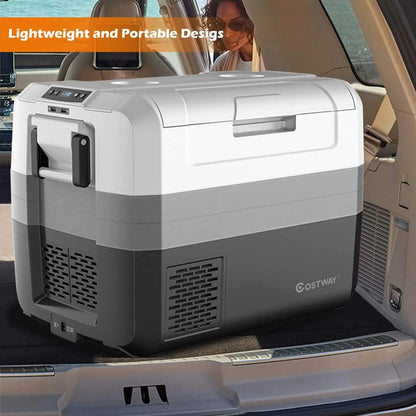 Portable Car Refrigerator, -14.8℃ to 50℃, 58-Quart Compressor Travel Fridge with Two-way Open Door, Operating Panel, Groove Design, Compact RV Freezer and Cooler for Outdoor and Home Use