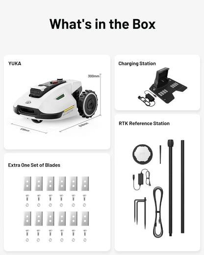 Robot Lawn Mower Reception 0.12 Acre, Max. 0.17 Acre, Ultrasense AI Vision+ RTK Positioning, Auto Mapping, App Control,45% Slope, Cutting Height 2''~3.5'', 3 Mowing Zones