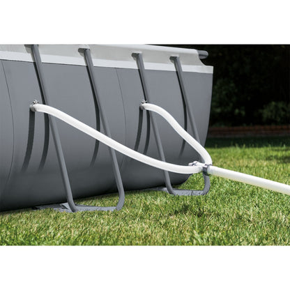 A 32-foot by 16-foot by 52-inch rectangular super-large swimming pool equipped with a water pump